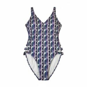 BECCA by Rebecca Virtue Ikat Print Cutout One Piece Swimsuit NWT Size Large